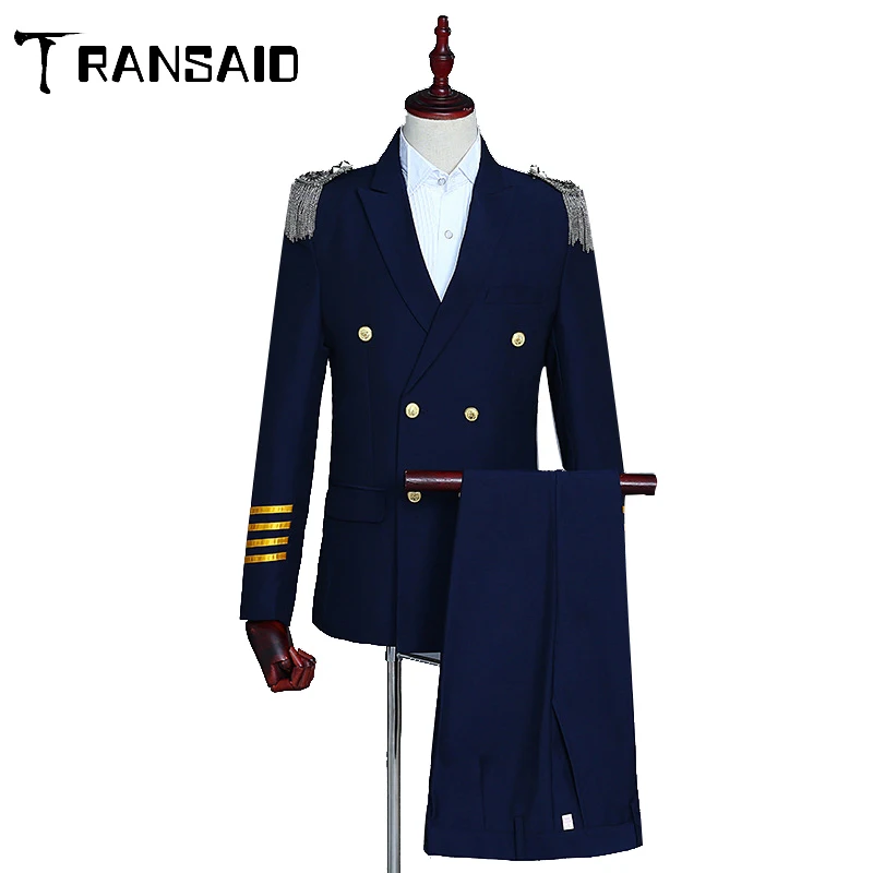 Double Breasted Navy Blue White Mens Two-piece Captain Suits Jacket Pants Men Groom Wedding Slim Fit Suit Costume Homme Tuxedo
Double Breasted Navy Blue White Mens Two-piece Captain Suits Jacket Pants Men Groom Wedding Slim Fit Suit Costume Homme Tuxedo