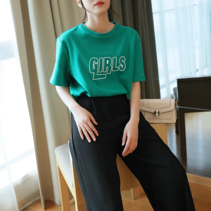 Print Letter M-XXL Oversized T Shirt Cotton Women Korean Slim Green Black Tee Shirt Femme Streetwear T Shirts Women 2020 Summer
Print Letter M-XXL Oversized T Shirt Cotton Women Korean Slim Green Black Tee Shirt Femme Streetwear T Shirts Women 2020 Summer