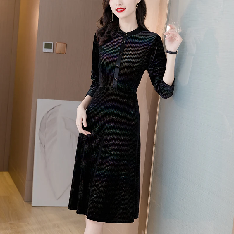 COIGARSAM Women Dress Autumn 2021 New Fashion Long Sleeve Mosaic Gold Stripes Dresses Traf Robe Vestidos
COIGARSAM Women Dress Autumn 2021 New Fashion Long Sleeve Mosaic Gold Stripes Dresses Traf Robe Vestidos