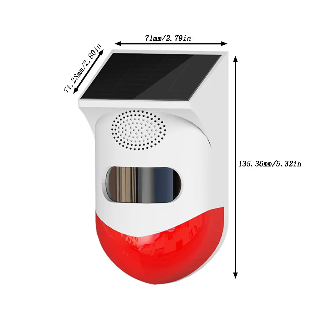 Solar Alarm Light Motion Detector 120db Sound Security Siren IP65 Waterproof Smart Solar Strobe Light For Home Security
Solar Alarm Light Motion Detector 120db Sound Security Siren IP65 Waterproof Smart Solar Strobe Light For Home Security