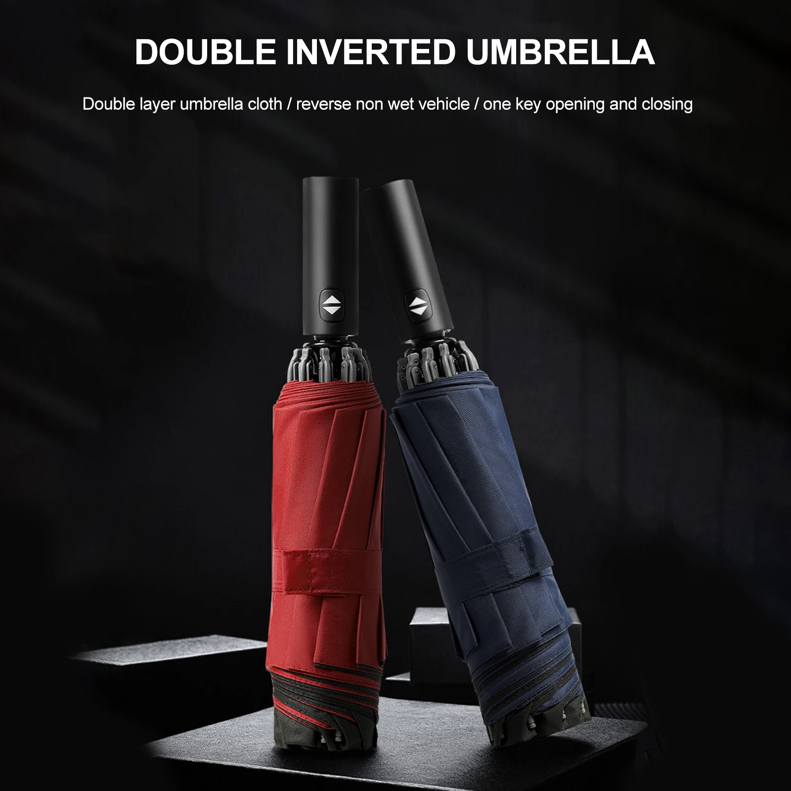 

Портативный автоматический зонт с 10 спицами из стекловолокна, ветрозащитный 2-слойный компактный складной зонт-рюкзак