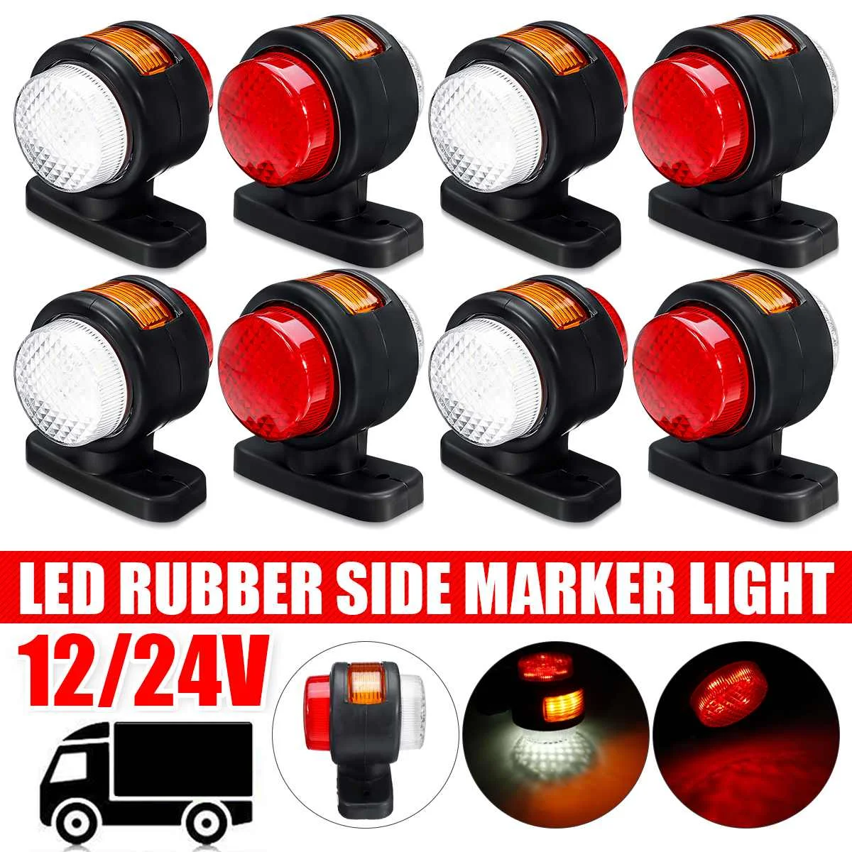 8pcs 12V 24V Car Truck LED Side Marker Light Clearance Indicator Lamps Driving Light Red Amber White For Trailer Lorry RV
8pcs 12V 24V Car Truck LED Side Marker Light Clearance Indicator Lamps Driving Light Red Amber White For Trailer Lorry RV