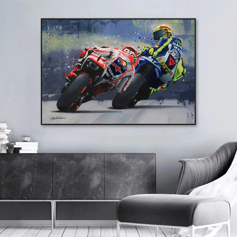 Valentino Rossies Racing Abstract Canvas Posters and Print Modern Wall Art Grand Prix Motorcycle Picture for Living Room Decor
Valentino Rossies Racing Abstract Canvas Posters and Print Modern Wall Art Grand Prix Motorcycle Picture for Living Room Decor