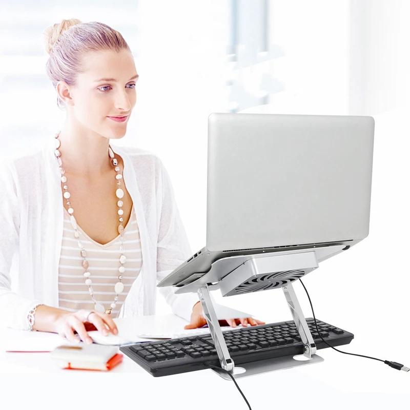 Laptop Stand Aluminum Alloy Adjustable Folding Non-Slip with USB Cooling Quiet Fan for 10 to 17.3 Inch Laptop
Laptop Stand Aluminum Alloy Adjustable Folding Non-Slip with USB Cooling Quiet Fan for 10 to 17.3 Inch Laptop