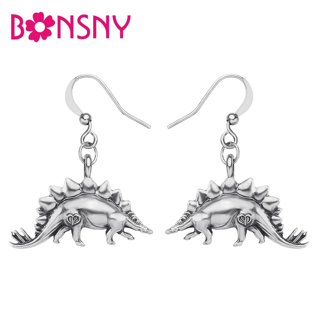 

BONSNY Alloy Antique Gold Plated Cute Stegosaurus Dragons Earrings Long Drop Dangle Fashion Jewelry For Women Girls Teens Gifts