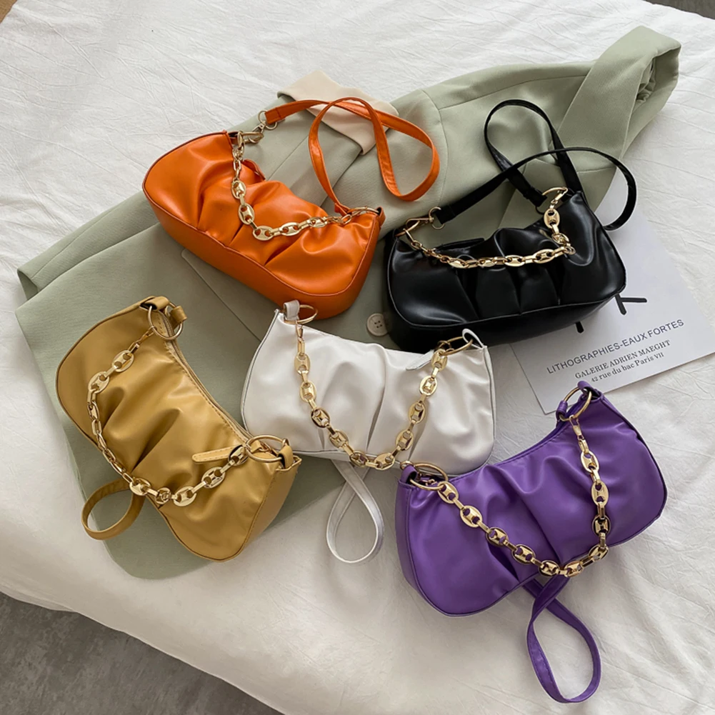 Portable Women Chain Handbag Tote Solid Color PU Leather Pleated Shoulder Bags Youth Ladies Simple Versatile Bag
Portable Women Chain Handbag Tote Solid Color PU Leather Pleated Shoulder Bags Youth Ladies Simple Versatile Bag