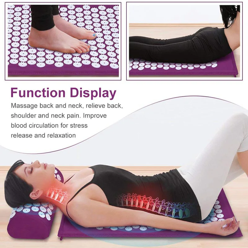 Non-Slip Yoga Mats Acupressure Mat Spike Massage Mat and Pillow Relieve Back Relax Muscles Acupuncture Cushions Applicator
Non-Slip Yoga Mats Acupressure Mat Spike Massage Mat and Pillow Relieve Back Relax Muscles Acupuncture Cushions Applicator