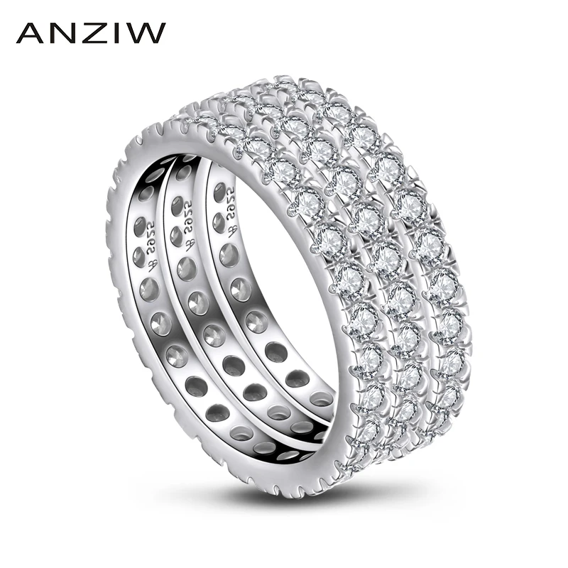 925 Sterling Silver Full Eternity Band Rings Women Engagement Simulated Diamond Wedding Silver 3 Pieces Rings Jewelry
925 Sterling Silver Full Eternity Band Rings Women Engagement Simulated Diamond Wedding Silver 3 Pieces Rings Jewelry
