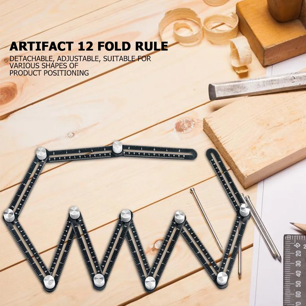 Anti-fall 12 Folding Ruler Tile Hole Positioning Multi Template Angle Rulers w/Drill Guide Protractors Floor Tile Hole Locator
Anti-fall 12 Folding Ruler Tile Hole Positioning Multi Template Angle Rulers w/Drill Guide Protractors Floor Tile Hole Locator