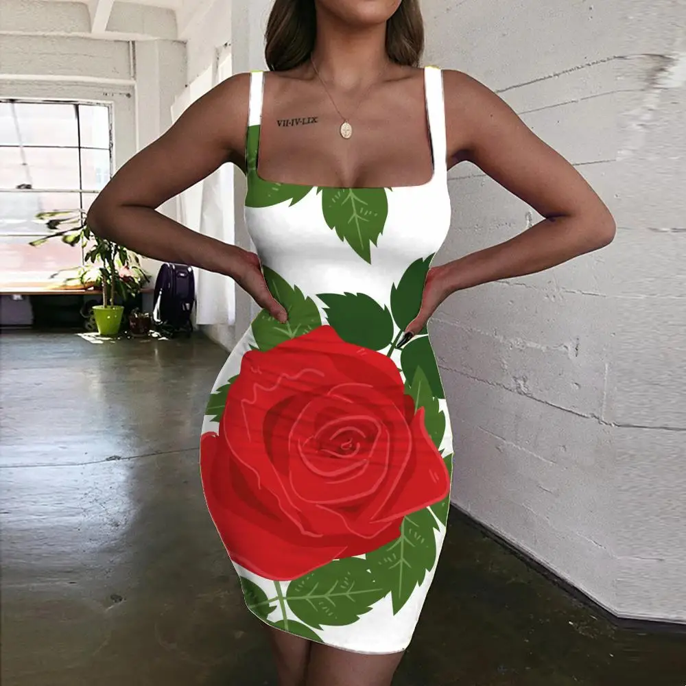 Giyu Brand Rose flower Dress Women Leaf Halter Sleeveless Pattern Ladies Dresses Creativity Vestido Sexy Womens Clothing Party
Giyu Brand Rose flower Dress Women Leaf Halter Sleeveless Pattern Ladies Dresses Creativity Vestido Sexy Womens Clothing Party