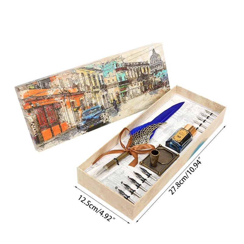 Portable Retro Quill Pen Set Calligraphy Writing Pen w/ Pen Rod/Ink Bottle/10 Pcs Pen Nib/Pen Nib Base Business Gift 
Portable Retro Quill Pen Set Calligraphy Writing Pen w/ Pen Rod/Ink Bottle/10 Pcs Pen Nib/Pen Nib Base Business Gift