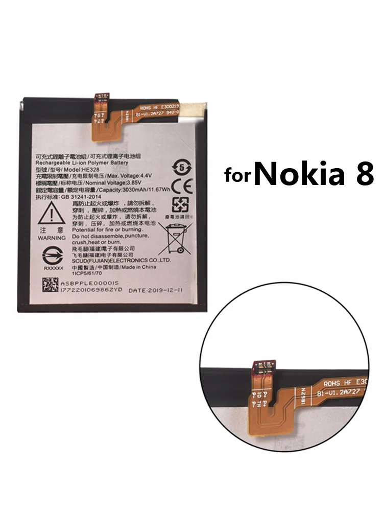 New High Quality 3030mAh HE328 Battery for Nokia 8 TA-1004 TA-1012 TA-1052 + Free Tools
New High Quality 3030mAh HE328 Battery for Nokia 8 TA-1004 TA-1012 TA-1052 + Free Tools
