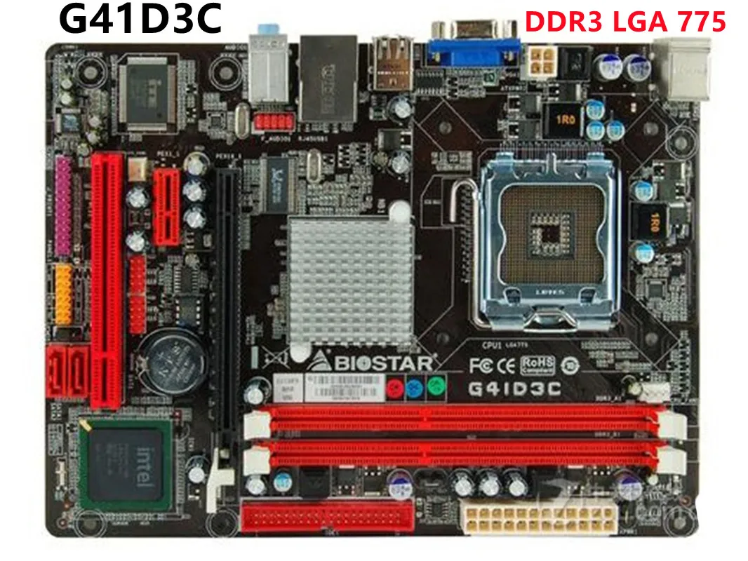 Оригинальная настольная материнская плата G41 LGA 775 DDR3 SATA2 USB2.0 Micro ATX для BIOSTAR G41D3C |