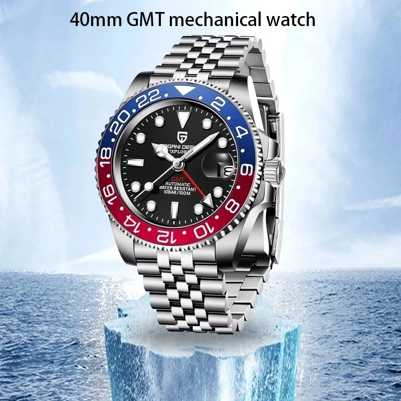 PAGANI DESIGN GMT Watches 40mm Rotating Bezel Men's Mechanical Watch Sapphire Glass Top Brand 100M Waterproof Watch Business Men
PAGANI DESIGN GMT Watches 40mm Rotating Bezel Men's Mechanical Watch Sapphire Glass Top Brand 100M Waterproof Watch Business Men