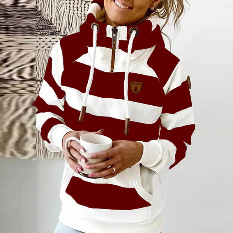 Tops Sweatshirt Hooded Stripe Casual Women Stitch Pullovers Sudaderas Pull Femme Autumn Winter Clothes Moletom Ropa De Mujer
Tops Sweatshirt Hooded Stripe Casual Women Stitch Pullovers Sudaderas Pull Femme Autumn Winter Clothes Moletom Ropa De Mujer