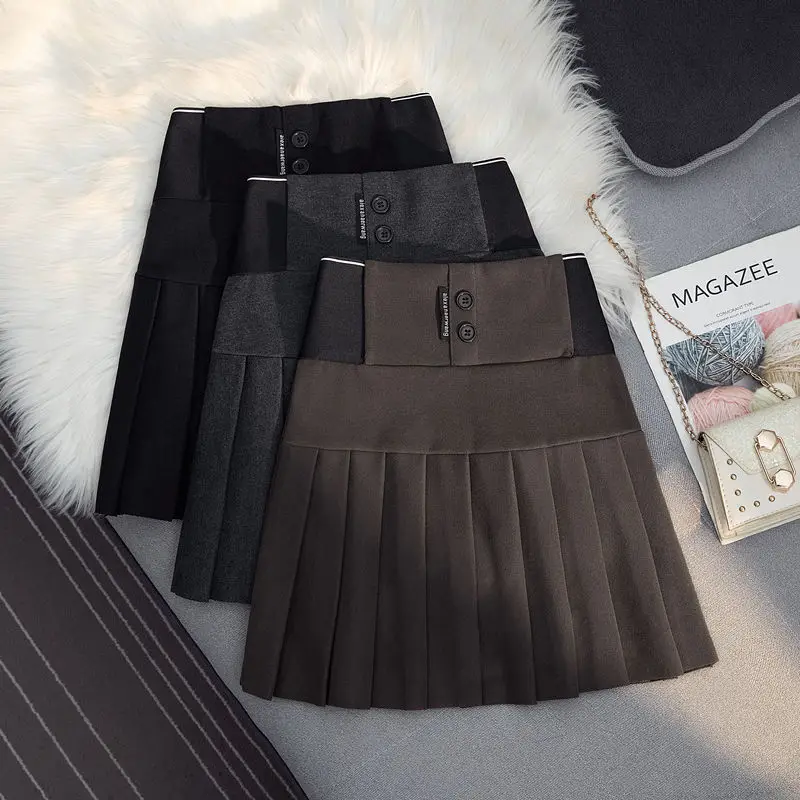 Winter Woolen Skirt Women Solid High Waist Pleated Female Mini Skirt Vintage School A-Line Faldas Lady Button Elastic Skirt B18
Winter Woolen Skirt Women Solid High Waist Pleated Female Mini Skirt Vintage School A-Line Faldas Lady Button Elastic Skirt B18