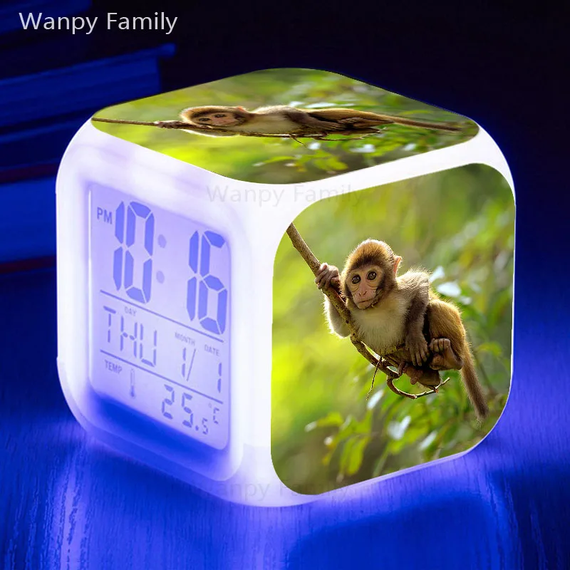 Monkey Alarm Clocks 7 Color Glowing LED Digital Alarm Clock Multifunction Electronic Clock watches Birthday Gifts for Children
Monkey Alarm Clocks 7 Color Glowing LED Digital Alarm Clock Multifunction Electronic Clock watches Birthday Gifts for Children