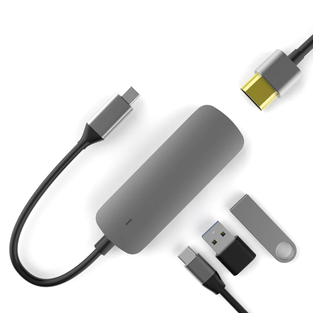 Фото 4 в 1 4K мультипортовый концентратор Type C для адаптера DP USB 3 0 кабель расширения док