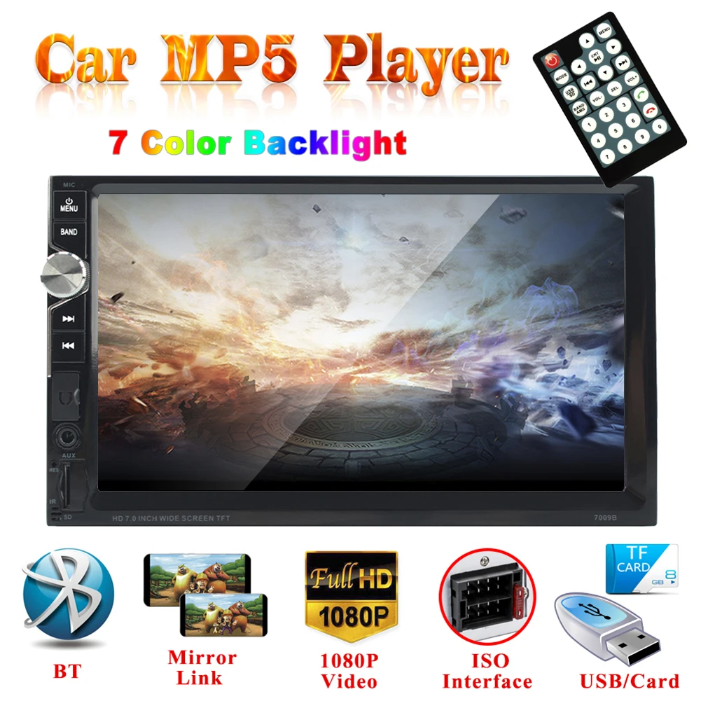 Bluetooth Double Din In-Dash MP5 Player 7" Touch Screen FM Radio Receiver Support TF/USB
Bluetooth Double Din In-Dash MP5 Player 7" Touch Screen FM Radio Receiver Support TF/USB
