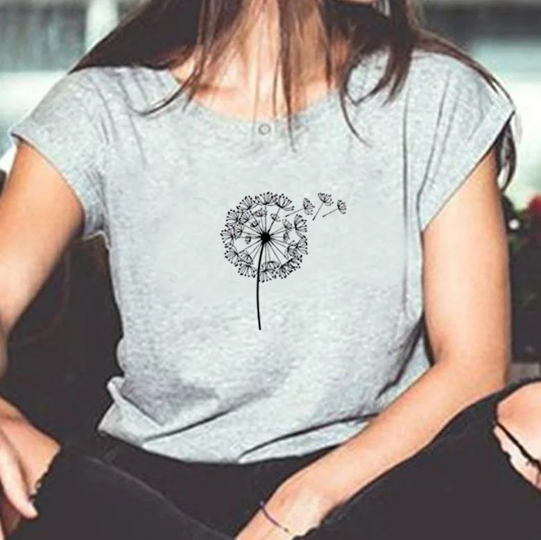 Dandelion Print T Shirt Women Short Sleeve O Neck Loose Tshirt 2020 Summer Fashion Women Tee Shirt Tops Mujer
Dandelion Print T Shirt Women Short Sleeve O Neck Loose Tshirt 2020 Summer Fashion Women Tee Shirt Tops Mujer