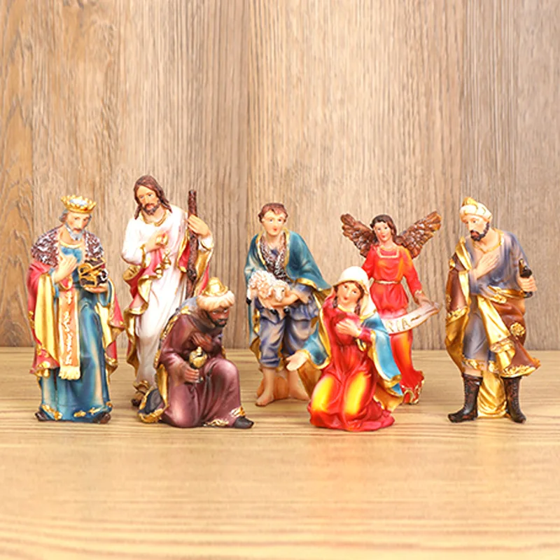 Nativity Scene Figurines Set Painted Resin Crafts Creative Christmas Desktop Ornament for Home Living Room presepio de natal
Nativity Scene Figurines Set Painted Resin Crafts Creative Christmas Desktop Ornament for Home Living Room presepio de natal