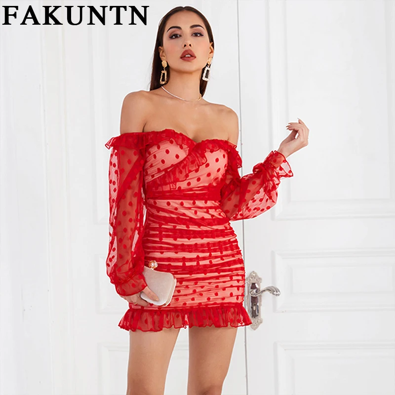 FAKUNTN Women's Dress 2021 New Red Vintage One Shoulder Long-Sleeve Mini Dress Women Clothes Elegant Party Dresses Vestidos
FAKUNTN Women's Dress 2021 New Red Vintage One Shoulder Long-Sleeve Mini Dress Women Clothes Elegant Party Dresses Vestidos