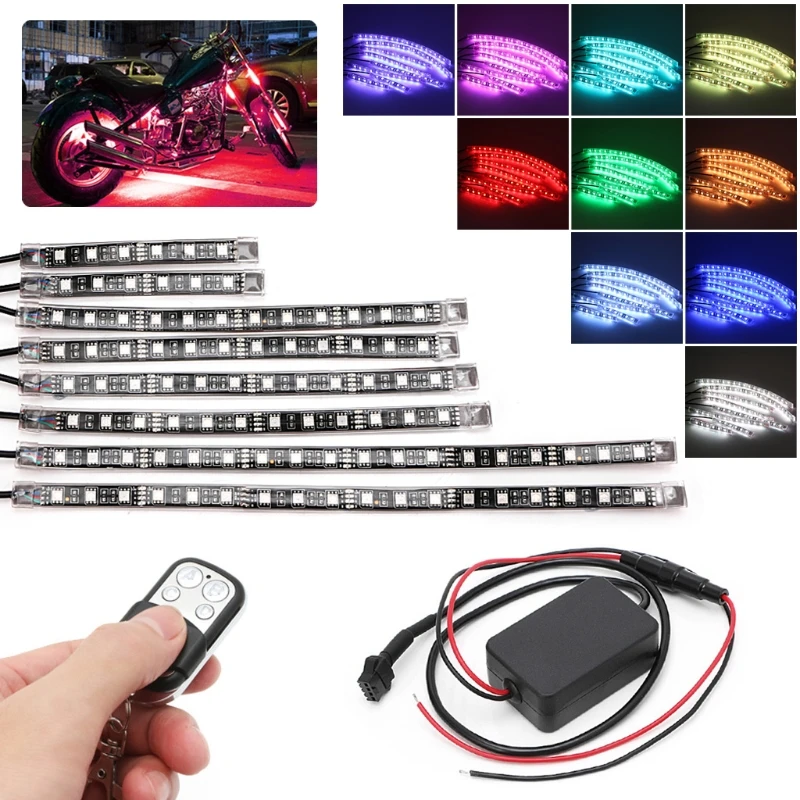 8 шт. 5050 SMD Гибкая RGB мигасветильник лента для мотоцикла с дистанционным управлением
8 шт. 5050 SMD Гибкая RGB мигасветильник лента для мотоцикла с дистанционным управлением