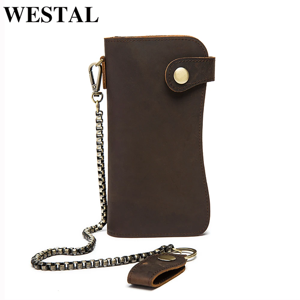 WESTAL Men's Crazy Horse Leather Chain Wallet Genuine Leather Long Wallet Retro Men's Card Holder Purse Male Zipper Coin Pocket
WESTAL Men's Crazy Horse Leather Chain Wallet Genuine Leather Long Wallet Retro Men's Card Holder Purse Male Zipper Coin Pocket