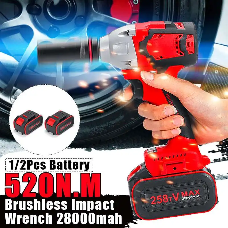 Brushless Cordless Electric Impact Wrench 258TF 520N.M 1/2 inch Power Tools 28000Amh Li Battery Compatible Makita 18V Battery
Brushless Cordless Electric Impact Wrench 258TF 520N.M 1/2 inch Power Tools 28000Amh Li Battery Compatible Makita 18V Battery