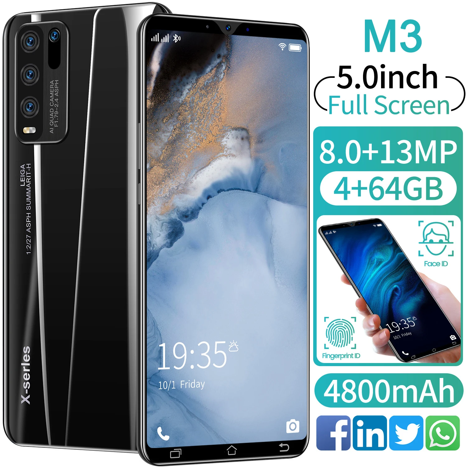 Newest M3 5.0" HD 4 64GB Smartphones Full Screen Octa Core 4800mAh Face Fingerprint Unlock 4G LTE 5G Network Global Mobile Phone
Newest M3 5.0" HD 4 64GB Smartphones Full Screen Octa Core 4800mAh Face Fingerprint Unlock 4G LTE 5G Network Global Mobile Phone