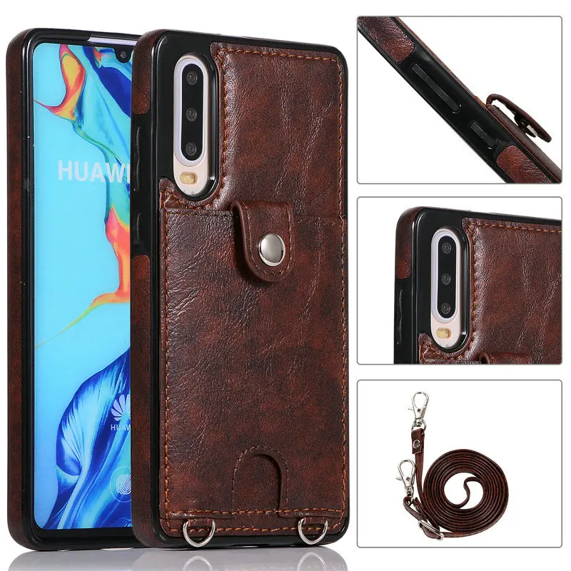 Фото Чехол накладка из ТПУ и кожи с отделением для карт Huawei P40 Lite чехол P 40 Pro Plus P30 30 P30Pro