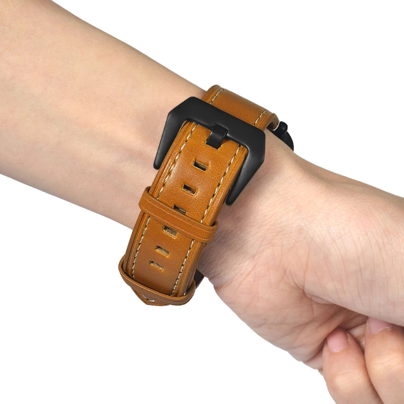 Durable Retro PU Leather Wristband Watch Band Wrist Strap For-Huawei Watch Fit Smart Wristband Accessories X6HB