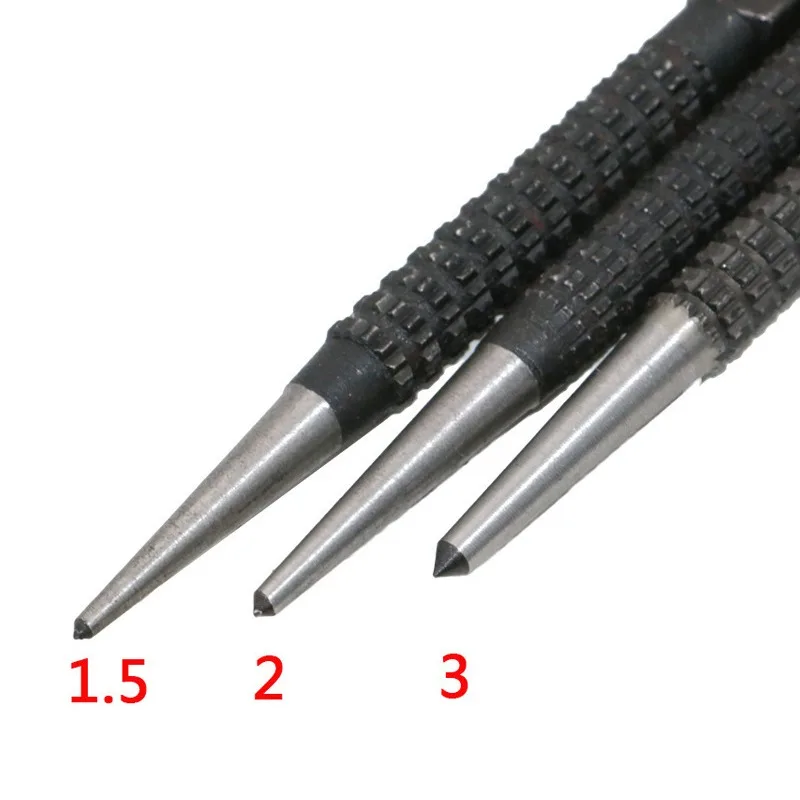 3Pcs Non-Slip Center Pin Punch Set 1.5/2/3mm High-carbon Steel Center Punch for Alloy Steel Metal Wood Drilling Tool
3Pcs Non-Slip Center Pin Punch Set 1.5/2/3mm High-carbon Steel Center Punch for Alloy Steel Metal Wood Drilling Tool