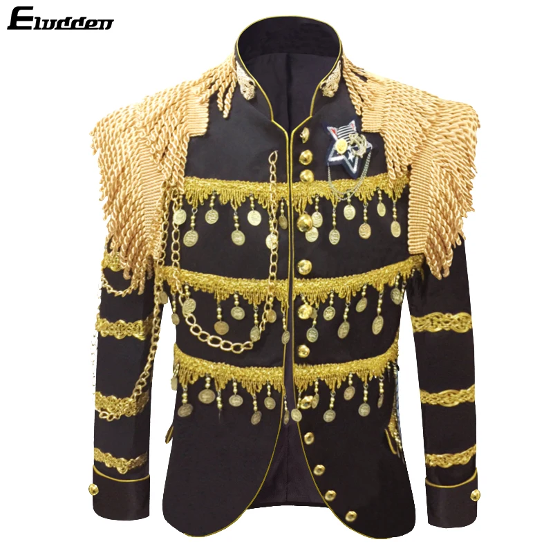 Men's court costumes tassel stage blazer national costume retro magician costumes male singer costumes stage nightclub bar dress
Men's court costumes tassel stage blazer national costume retro magician costumes male singer costumes stage nightclub bar dress