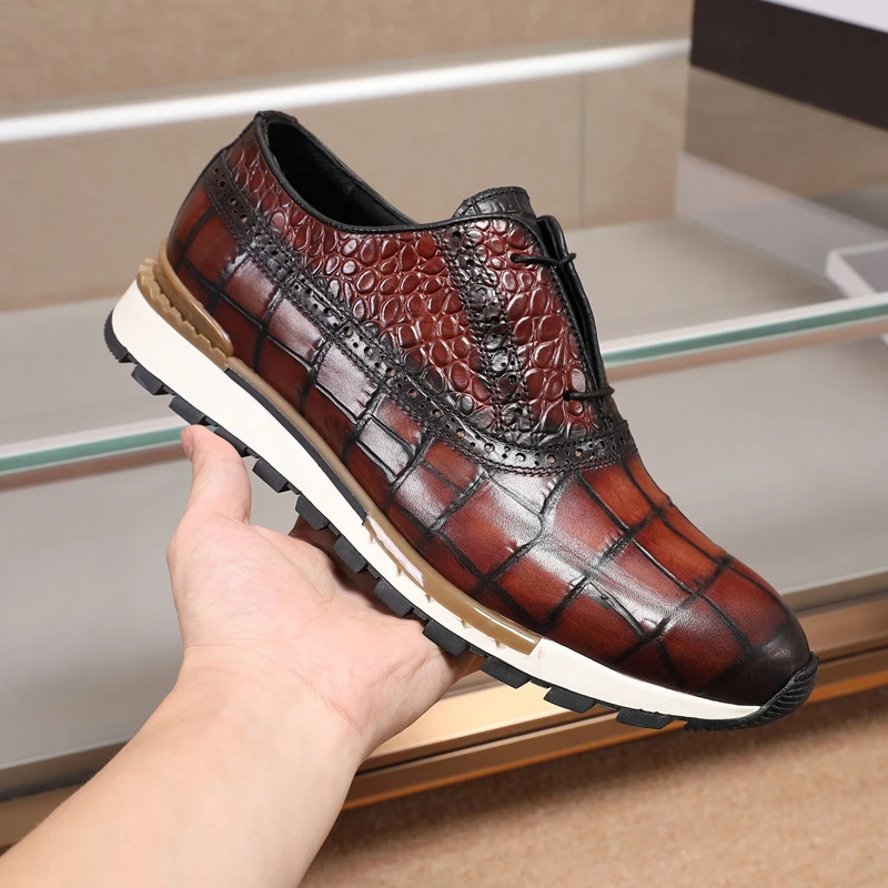 New Design Men's Sport Sneakers Crocodile Pattern Cow Leather Handcrafted Casual Shoes 
New Design Men's Sport Sneakers Crocodile Pattern Cow Leather Handcrafted Casual Shoes