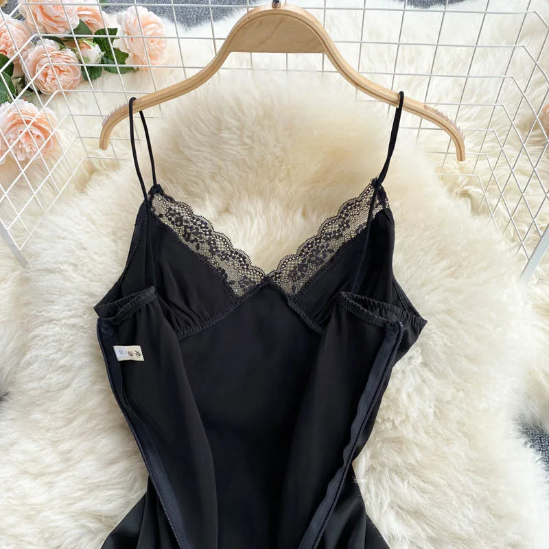 Sexy Women Black Floral Lace Splicing Mini Dress V-neck Spaghetti Strap High Waist Backless Night Dress Sleepwear Home Clothes
Sexy Women Black Floral Lace Splicing Mini Dress V-neck Spaghetti Strap High Waist Backless Night Dress Sleepwear Home Clothes