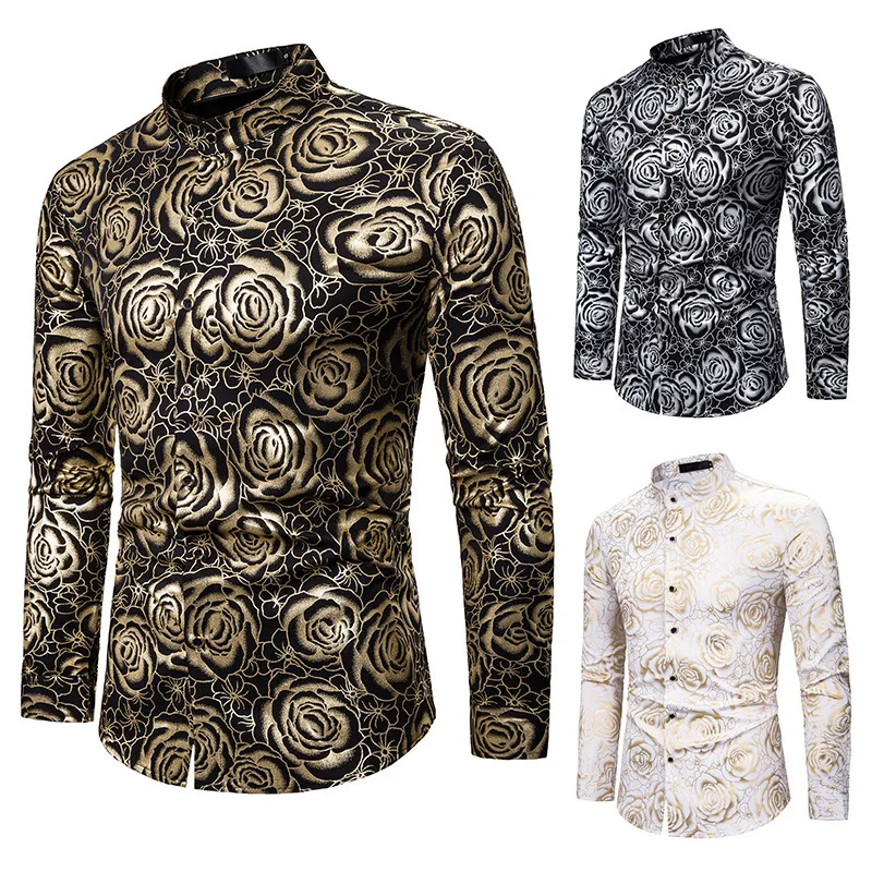 Men's new style style personality long sleeve gold stamping printed business slim shirt European and American sizes XXL
Men's new style style personality long sleeve gold stamping printed business slim shirt European and American sizes XXL