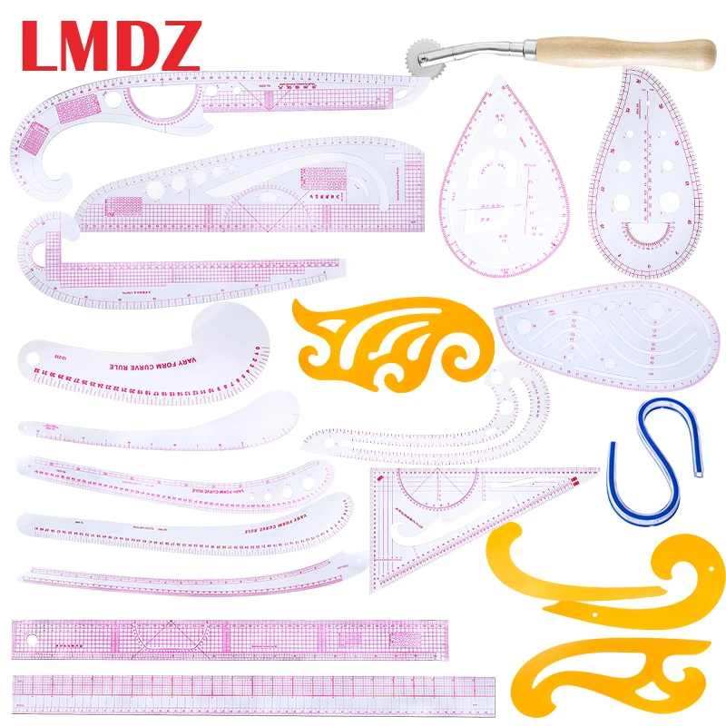 LMDZ 21Pcs Fashion Design Ruler Set Pattern Design Ruler Sewing Rules with Stitching Wheel Tool for Needlework/Sewing/Embroidery
LMDZ 21Pcs Fashion Design Ruler Set Pattern Design Ruler Sewing Rules with Stitching Wheel Tool for Needlework/Sewing/Embroidery