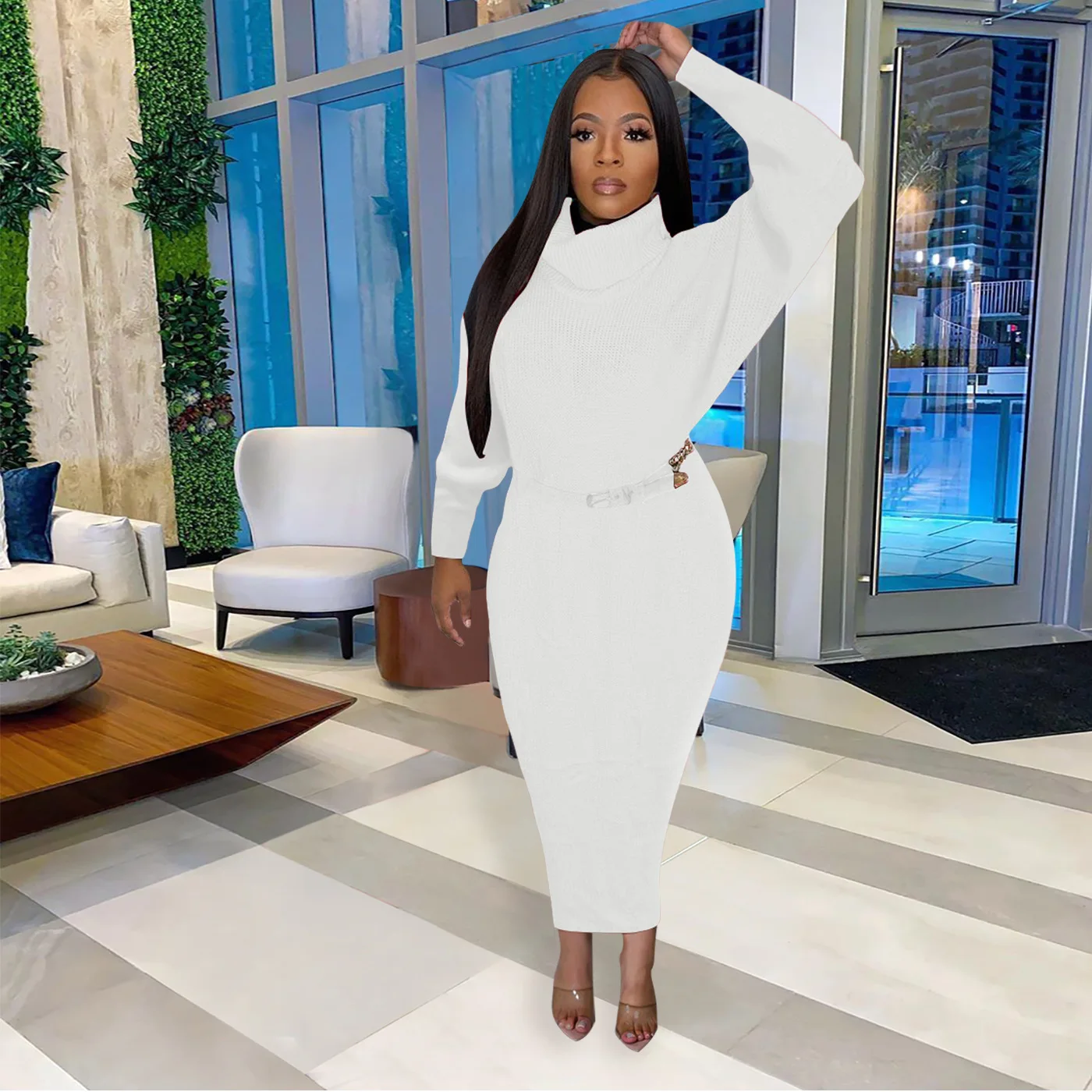 HAOOHU Solid Color Temperament High Collar Knitted Dress Sweater Batwing Sleeve Sheath Long Dress Female Urban Casual 2021 Fall
HAOOHU Solid Color Temperament High Collar Knitted Dress Sweater Batwing Sleeve Sheath Long Dress Female Urban Casual 2021 Fall