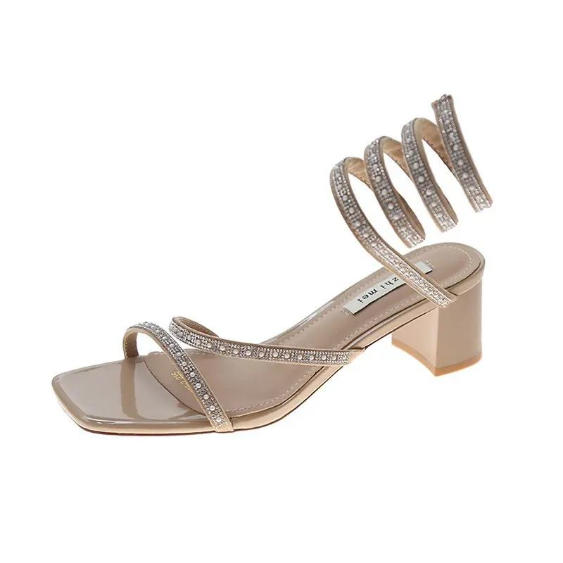 Open Toe High Heel Sandal for Women Suit Female Beige Low-Heeled Shoes With Strap 2021 Summer Peep High-heeled Rhinestone Black
Open Toe High Heel Sandal for Women Suit Female Beige Low-Heeled Shoes With Strap 2021 Summer Peep High-heeled Rhinestone Black