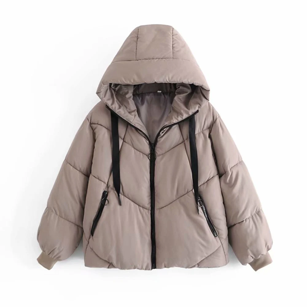 2021 Za Women Fashion Hooded Parkas Thick Warm Jacket Padded Coat Vintage Long Sleeve Pockets Female Outerwear Chic Tops
2021 Za Women Fashion Hooded Parkas Thick Warm Jacket Padded Coat Vintage Long Sleeve Pockets Female Outerwear Chic Tops