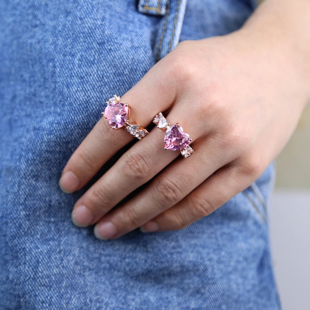 Wedding Engagement Pink & White CZ rose gold color Ring Size 5 6 7 8 9 10 Wholesale Romantic Nice Women pink ring Jewelry Gift
Wedding Engagement Pink & White CZ rose gold color Ring Size 5 6 7 8 9 10 Wholesale Romantic Nice Women pink ring Jewelry Gift