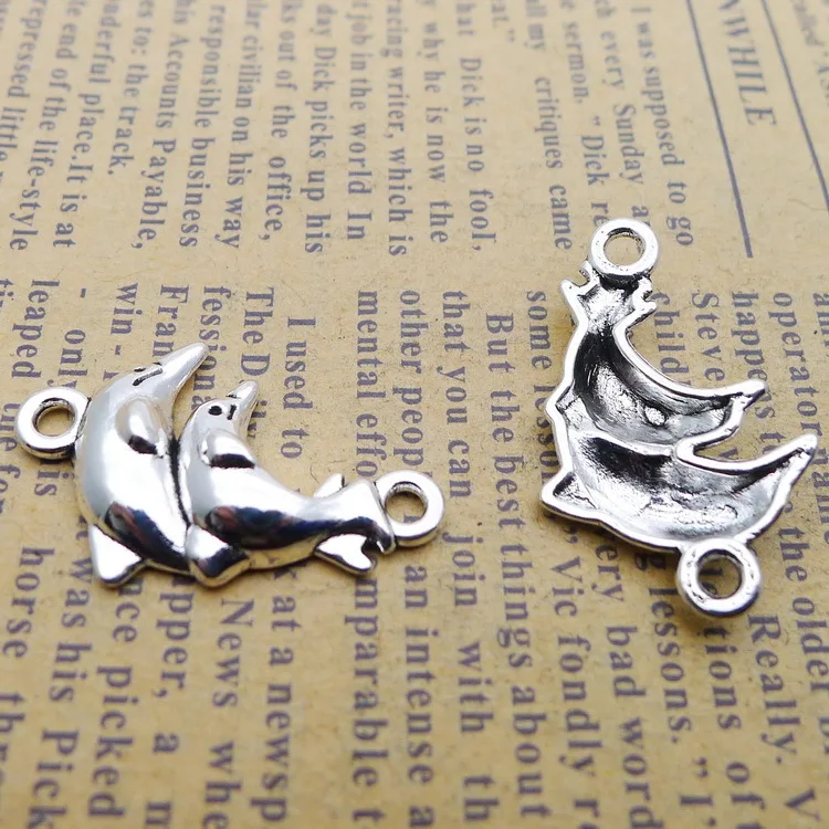 Bulk Jewelry Bracelet Making Dolphin Connector Antique Silver Color 16x27mm 10 Pieces
Bulk Jewelry Bracelet Making Dolphin Connector Antique Silver Color 16x27mm 10 Pieces