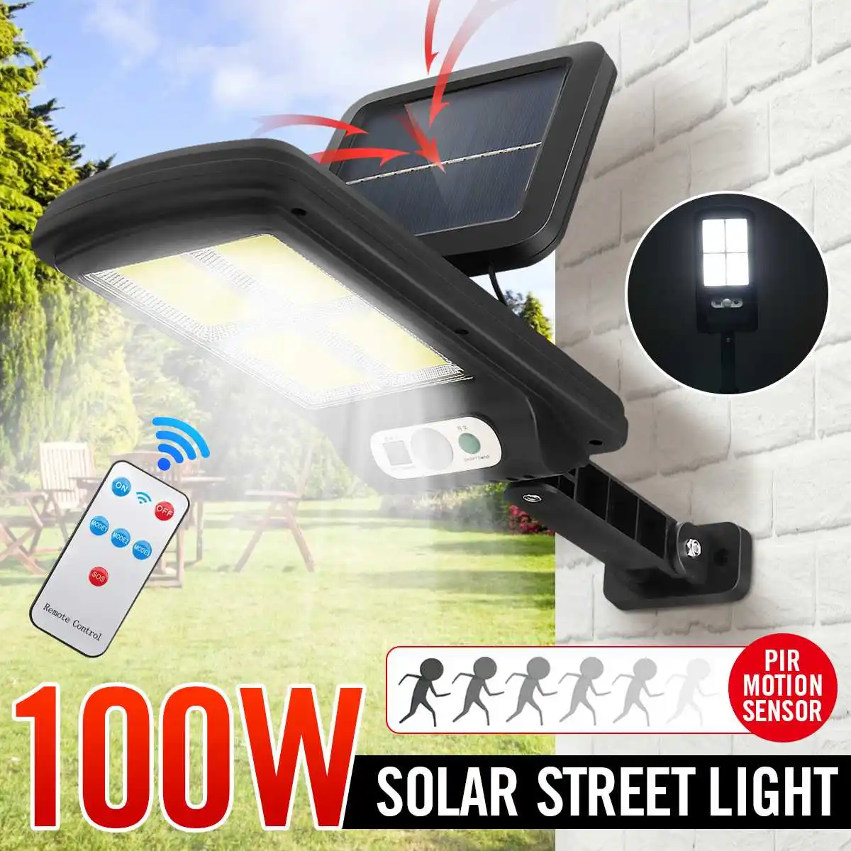 100W Solar Lamp Solar Motion Sensor Light Solar Panel Led Light Outdoor Waterproof Garden Lighting Street Light Wall Lamps
100W Solar Lamp Solar Motion Sensor Light Solar Panel Led Light Outdoor Waterproof Garden Lighting Street Light Wall Lamps