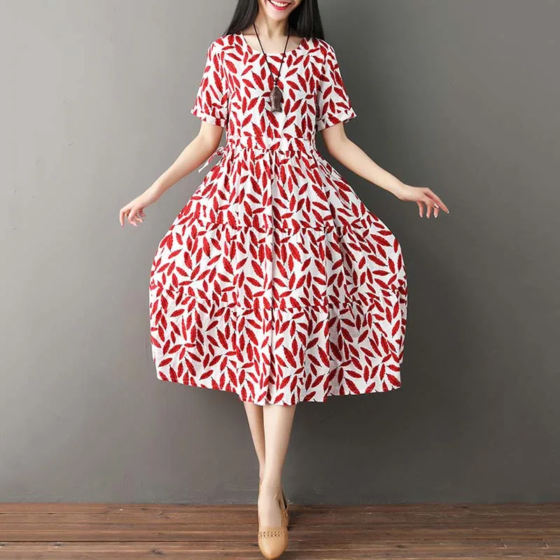 Women Ethnic Dress Vintage Cotton Dress Leaves Print Short Sleeve O Neck Loose Bohemian Dress Ladies Plus Size Summer Dress 2020
Women Ethnic Dress Vintage Cotton Dress Leaves Print Short Sleeve O Neck Loose Bohemian Dress Ladies Plus Size Summer Dress 2020