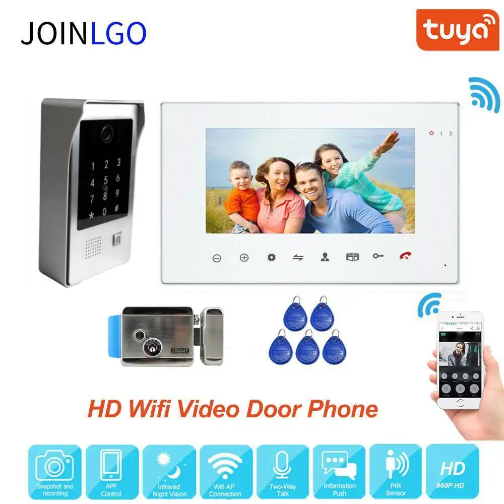 

720P AHD 7 Inch Wirless Wifi Smart Video Intercom System RFID Keypad Code Doorbell Home Security Recording Monitor Remote Unlock