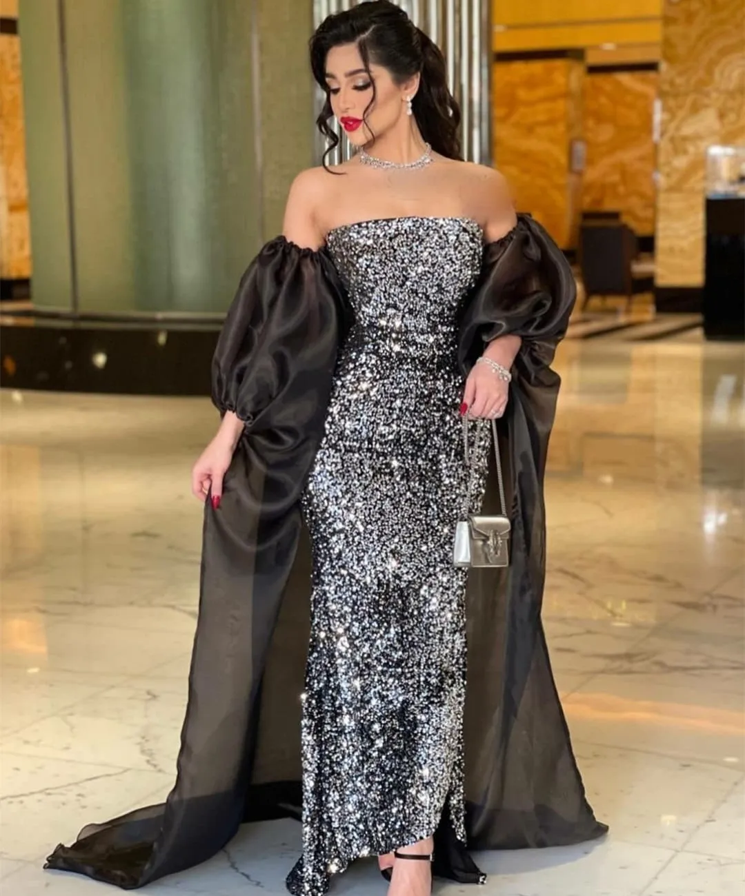 Vintage Long Sequined Muslim Evening Dresses فساتين السهرة Mermaid Sleeveless Floor Length Robe de soirée for Women
Vintage Long Sequined Muslim Evening Dresses فساتين السهرة Mermaid Sleeveless Floor Length Robe de soirée for Women