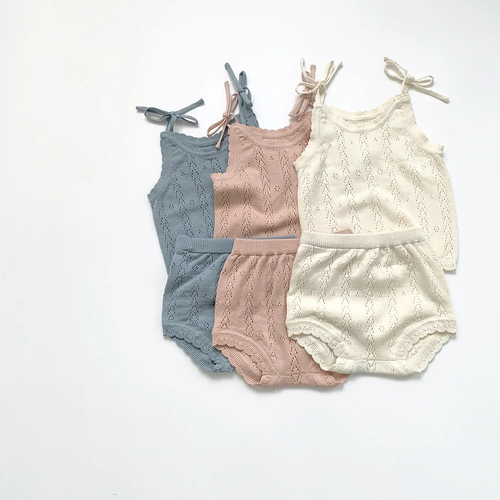 2021 SS Kids Girls Summer Knitting Clothes Sets Hollow Out Children Crochet Sling Tops and Bloomers Baby Girl Knitwear Suit
2021 SS Kids Girls Summer Knitting Clothes Sets Hollow Out Children Crochet Sling Tops and Bloomers Baby Girl Knitwear Suit
