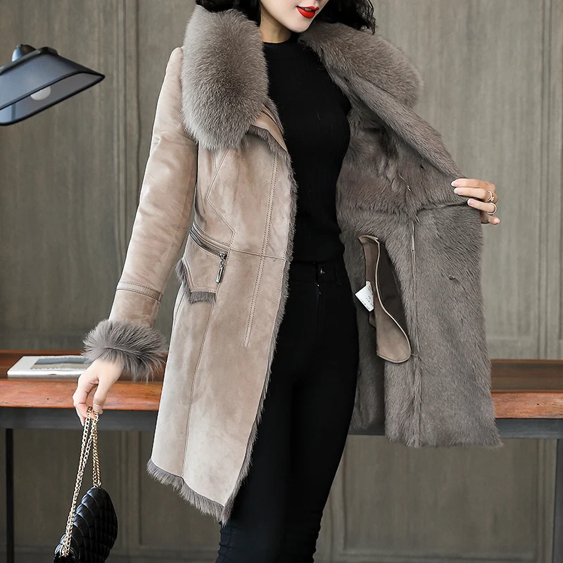 Double Faced Real Leather Jacket Winter Coat Women Fox Fur Collar Natural Sheep Shearling Jackets MY4202
Double Faced Real Leather Jacket Winter Coat Women Fox Fur Collar Natural Sheep Shearling Jackets MY4202