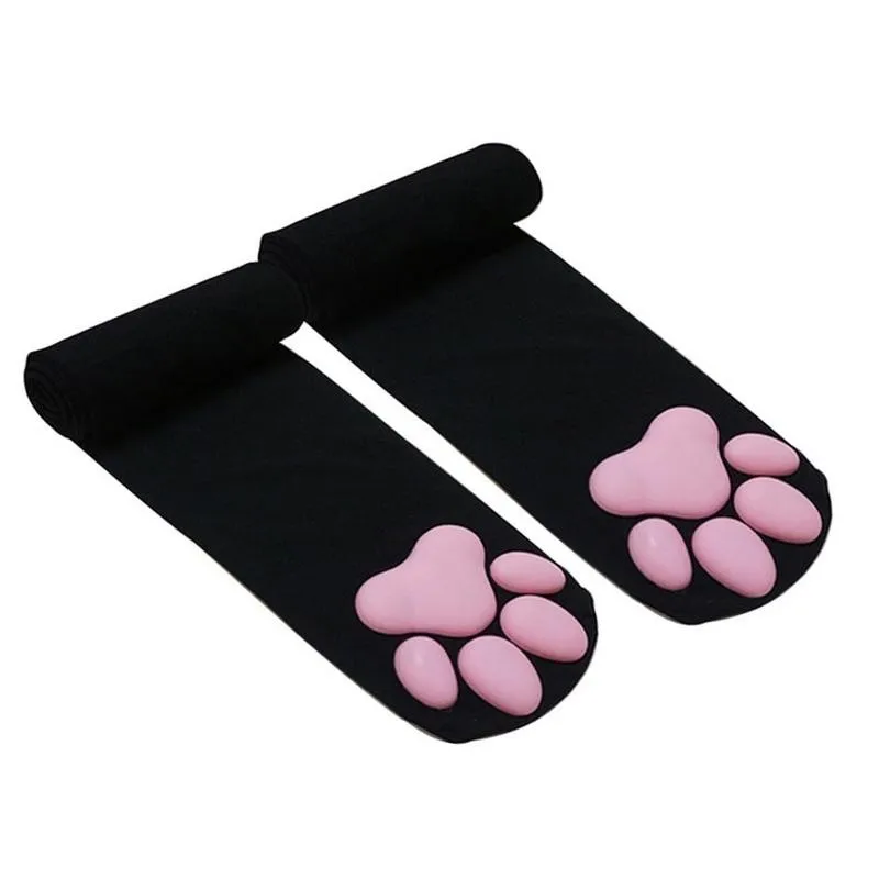 

1pair Over Knee Kawaii 3D Cat Pad Kitten Paw Socks Girl Velvet Overknee Lolita 60CM Cosplay High Long Thigh Leggings Stocki Z1U2